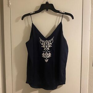 Express Satin V-Neck Downtown Camisole Blouse Navy Blue Size Medium